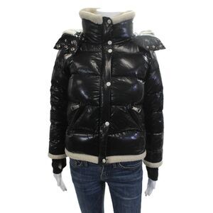 SAM Women's Hood Long Sleeves Full Zip Puffer Coat Black Size XS